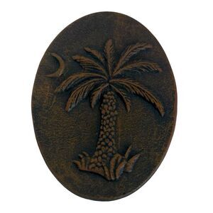 Rustic Oval 3D Metal SC Palmetto Tree Crescent Moon Wall Plaque